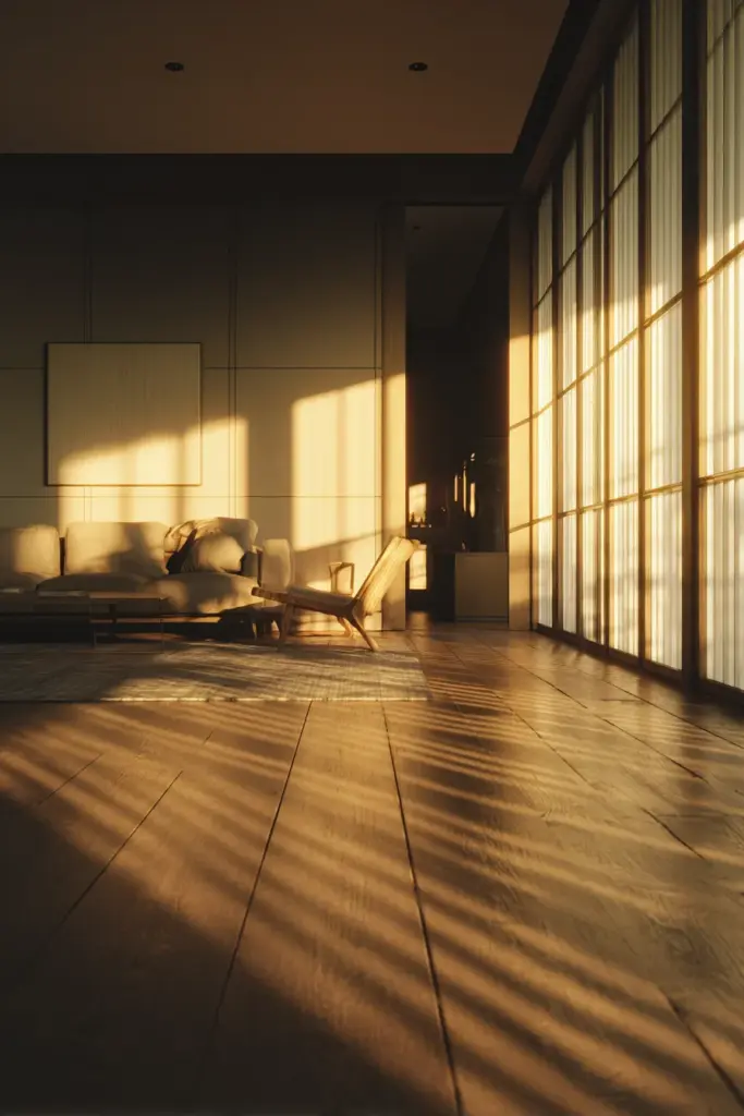 Japandi Living Room Morning Floor Light