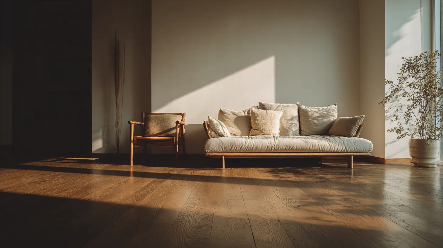 Japandi Living Room Sealed Oak Floor