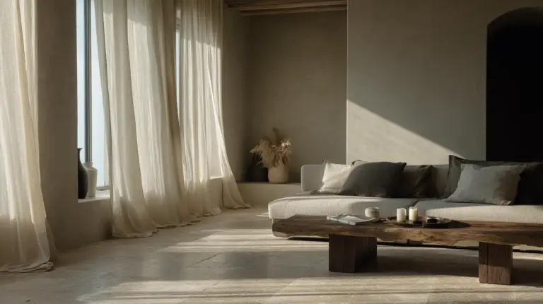 Japandi Living Room Stone Floor