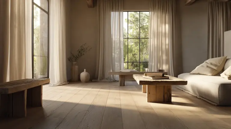 Japandi Living Room Wide Plank Oak Floor