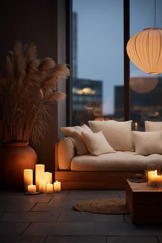 Japandi Living Room with Hygge Warmth