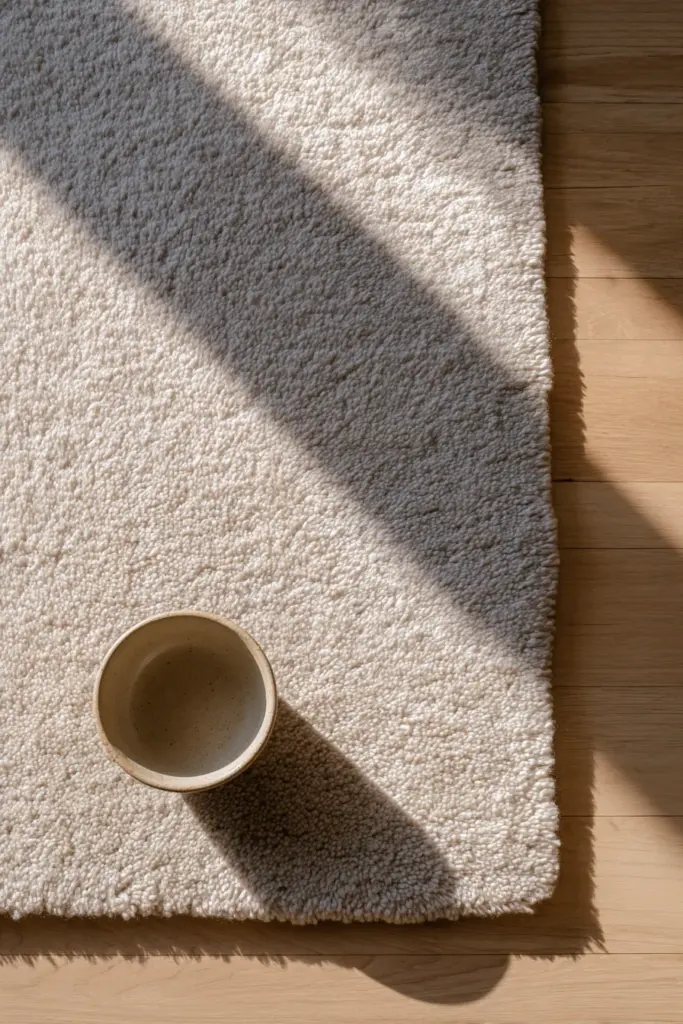 Japandi Wool Rug on Natural Floor