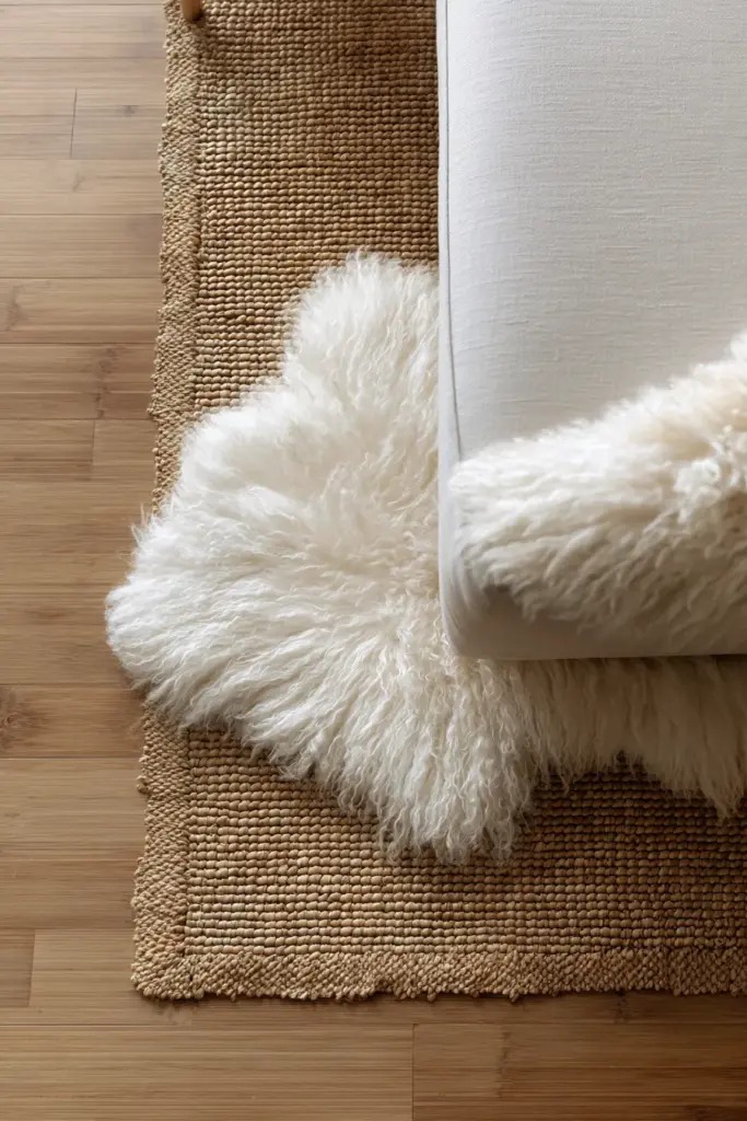Layered Textures: Bamboo Floor with Jute Rug