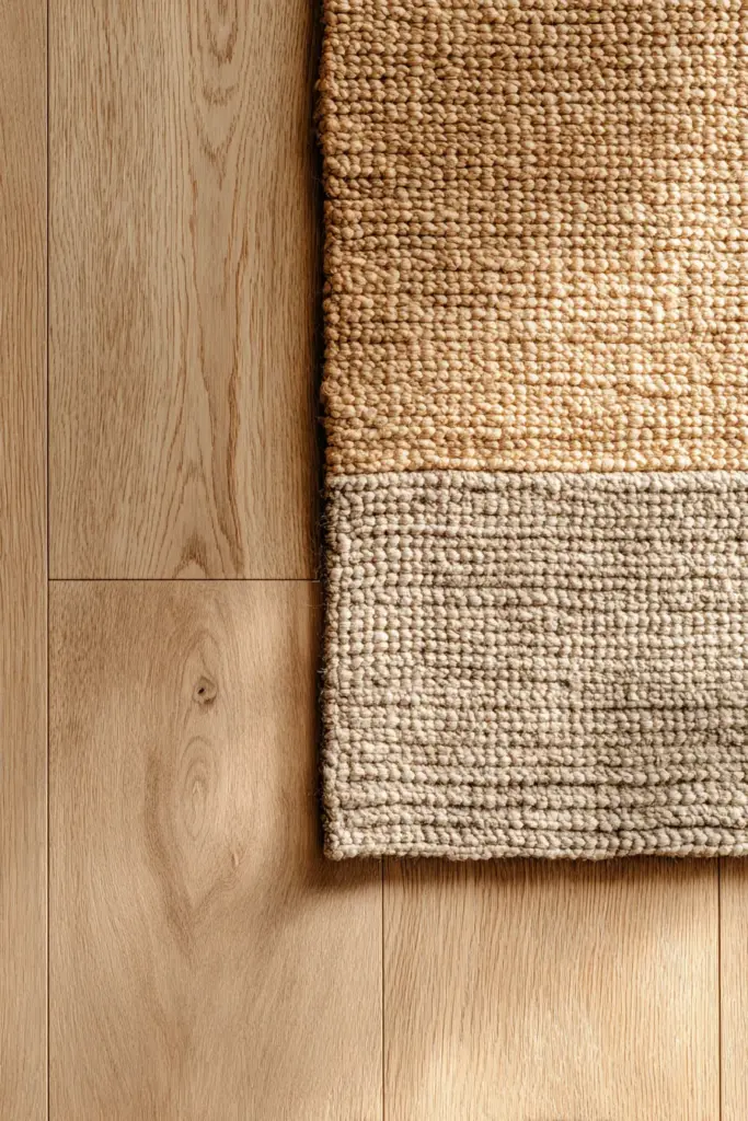 Low-Pile Jute Rug on Oak Floor