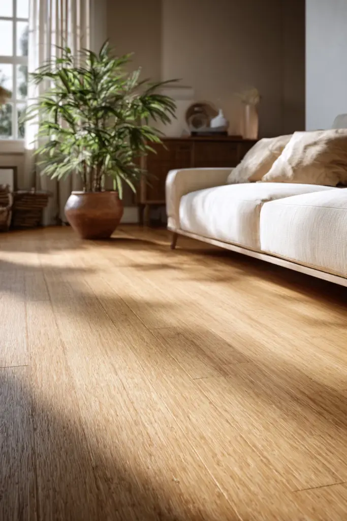 Natural Bamboo Flooring in Japandi Room