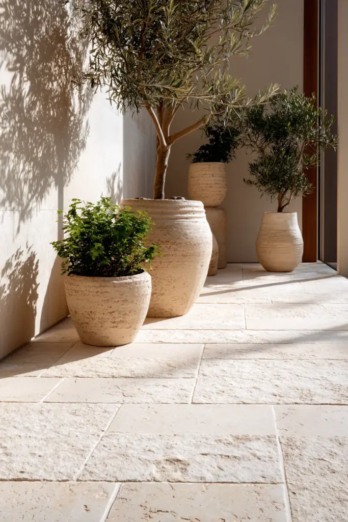 Natural Stone Flooring Meeting Indoor Plants