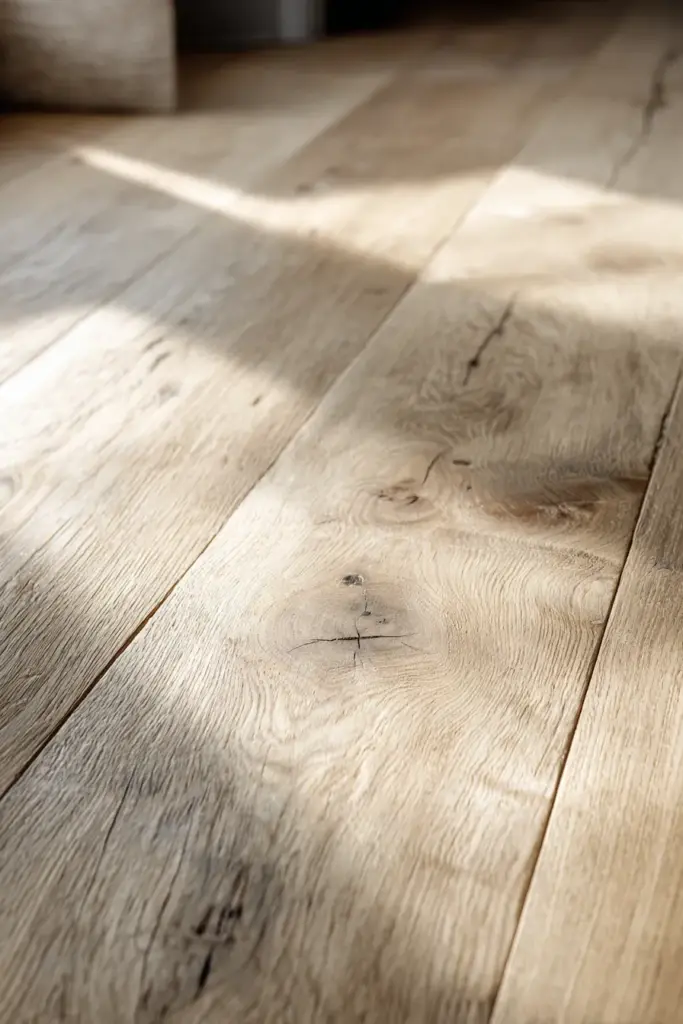Natural Wood Wide Plank Floor Detail