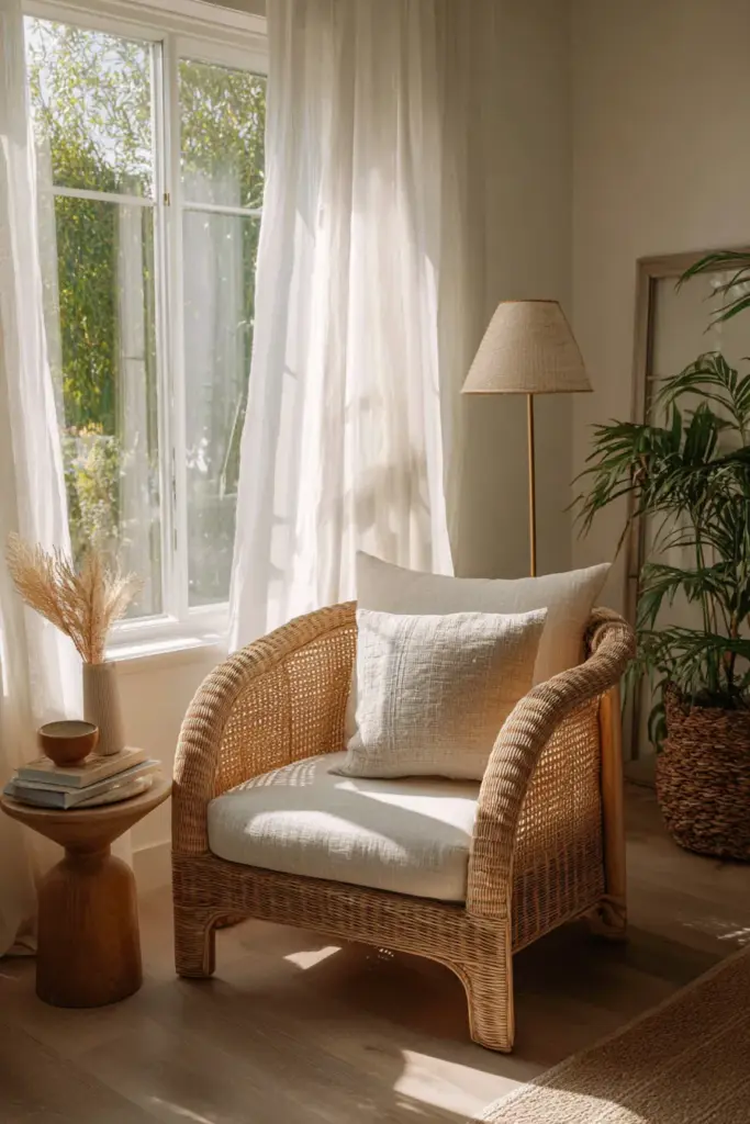 Rattan Armchair Reading Nook