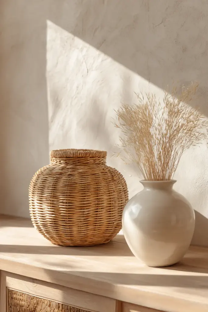 Rattan and Ceramic Accent
