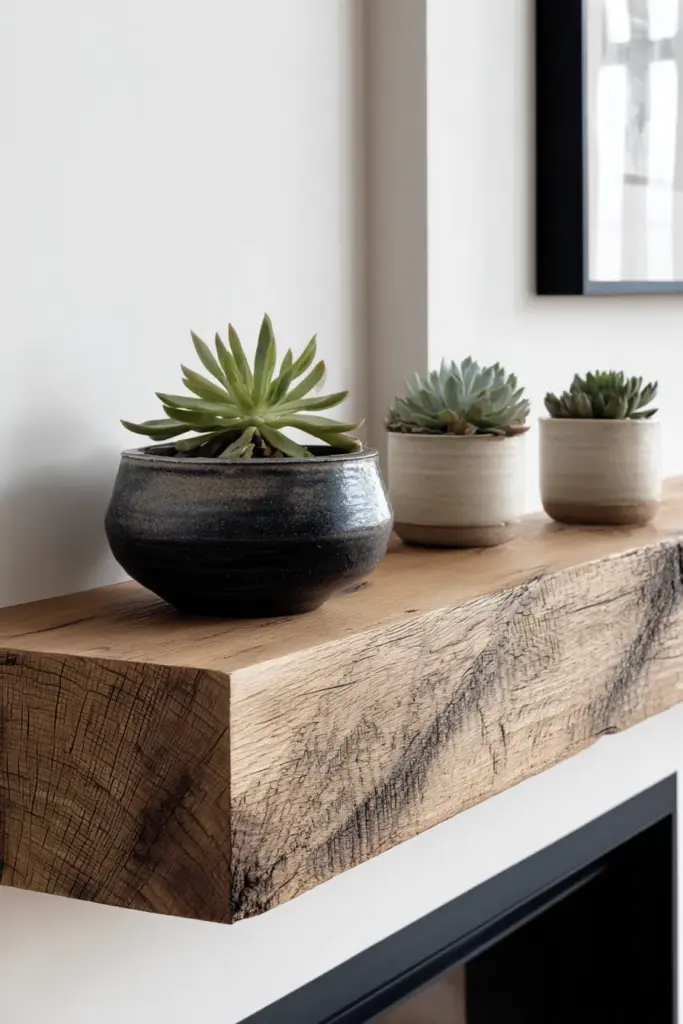 Reclaimed Wood Mantel with Matte Black Frame
