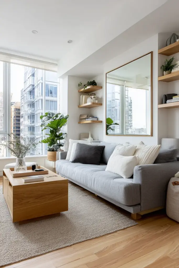 Rug Anchoring Sofa in Small Living Room