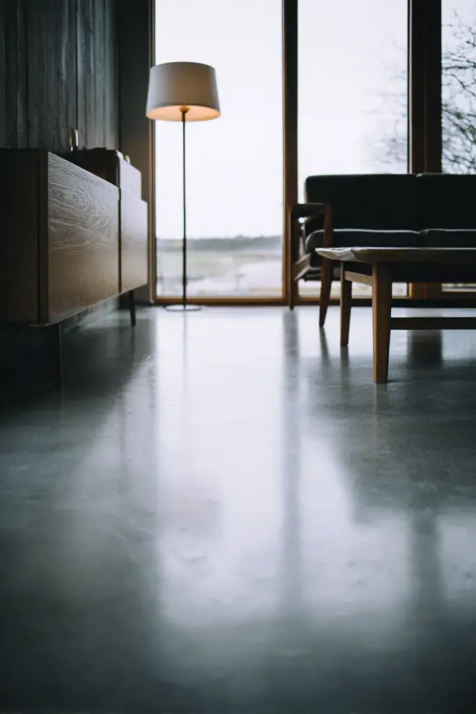 Sealed Concrete Floor Japandi Room