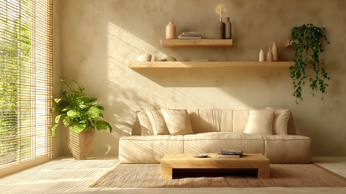 Serene Japandi Living Room Overview