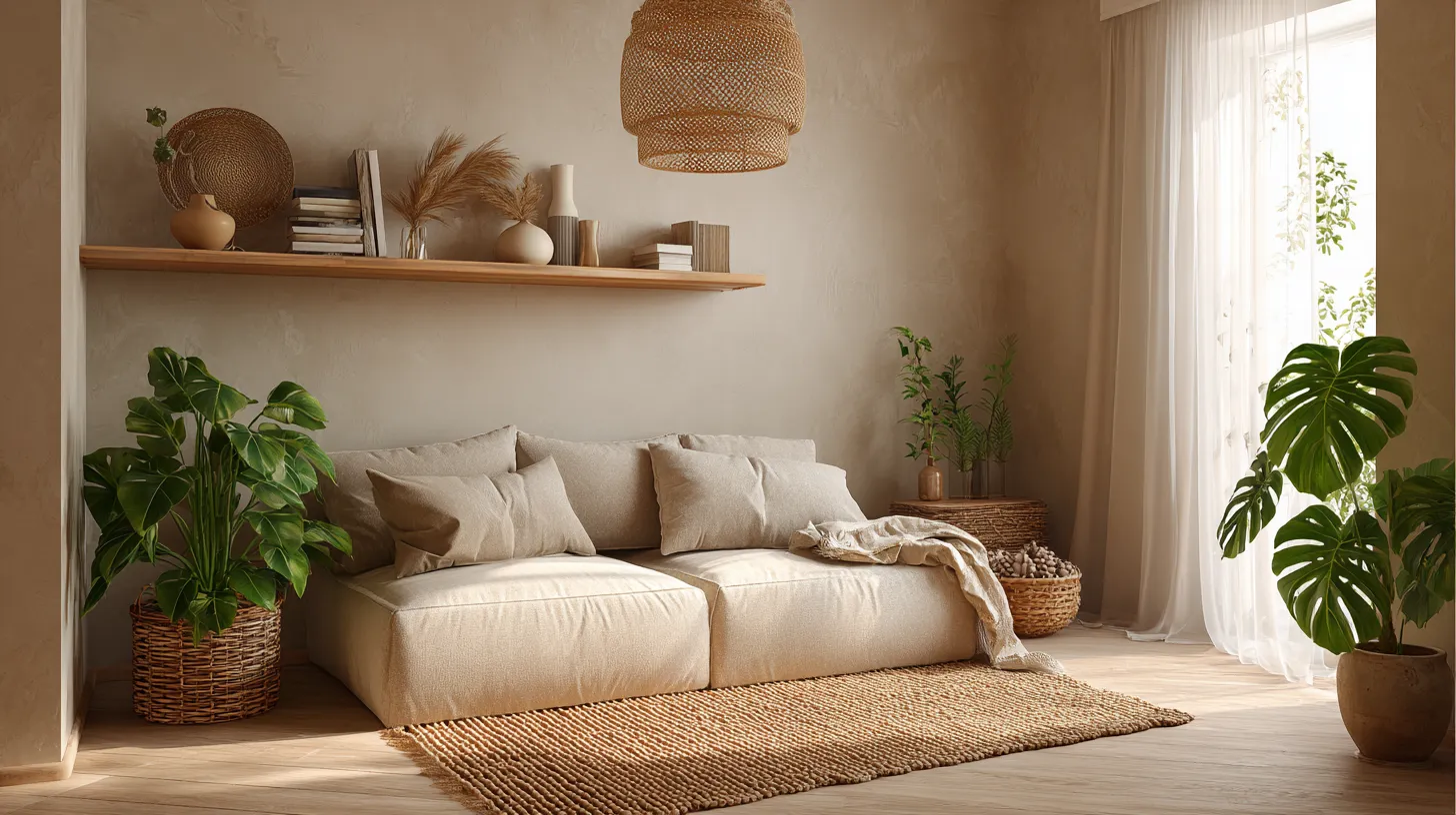 Serene Japandi Rental Living Room