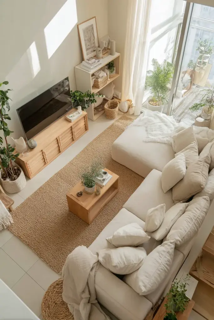 Small Japandi Living Room Layout