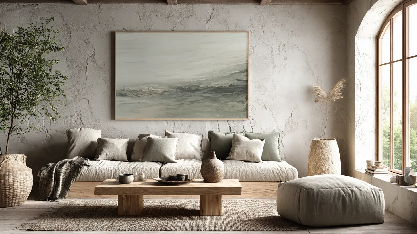 Small Japandi Living Room with Minimalist Art