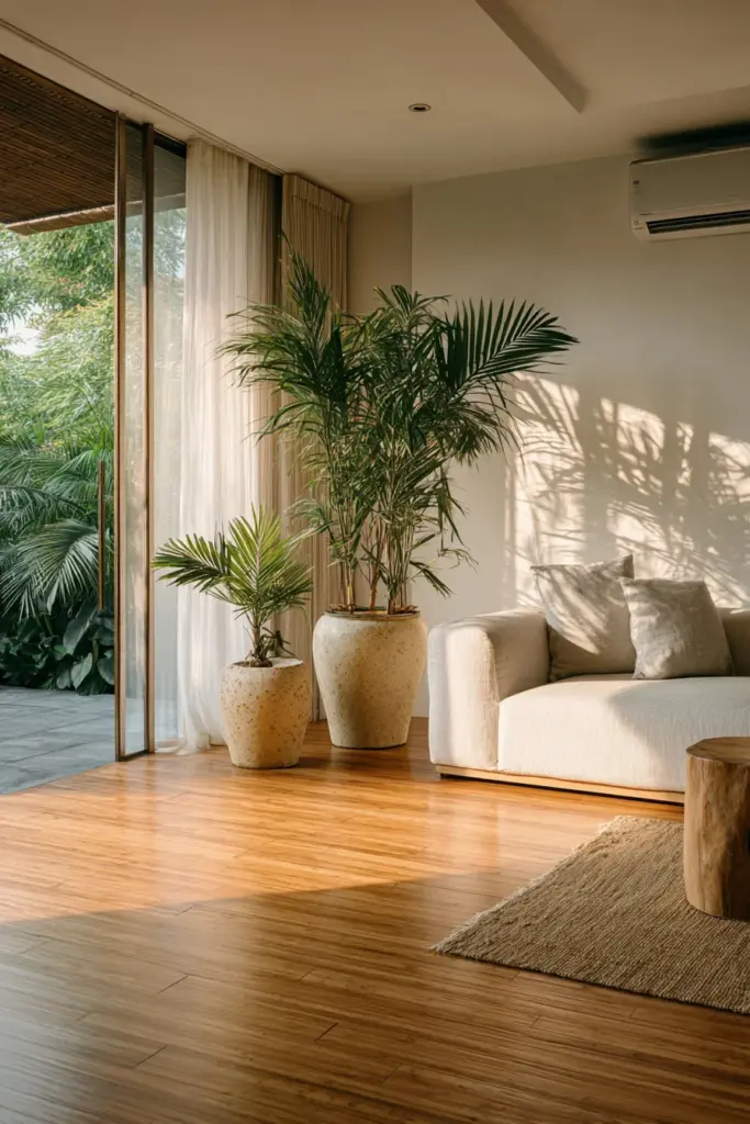 Sustainable Bamboo and Stone Living Room