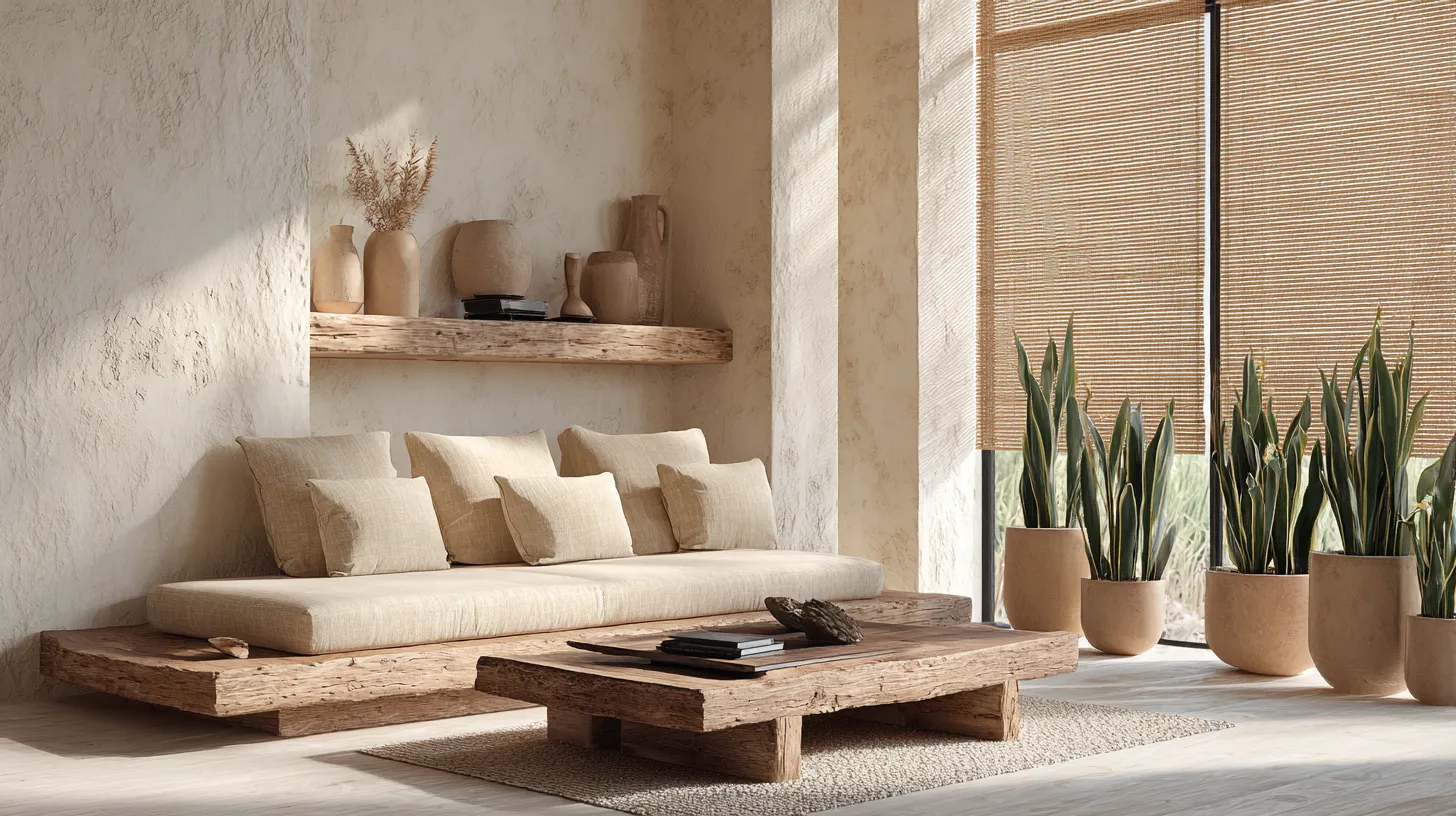 Sustainable Japandi Living Room Overview