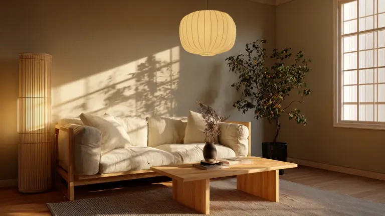 Warm Japandi Living Room Glow