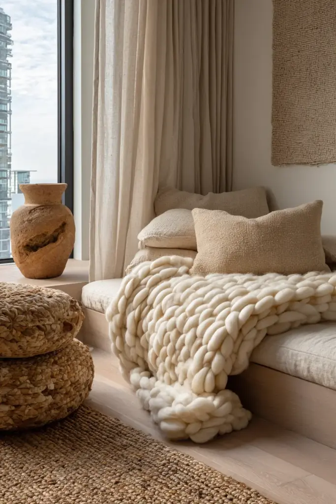 Warm Textiles Japandi Living Room