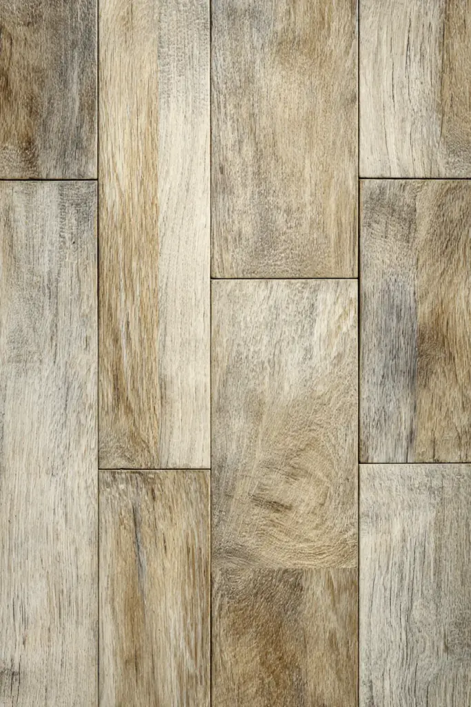 Wire-Brushed Distressed Wood Floor Detail