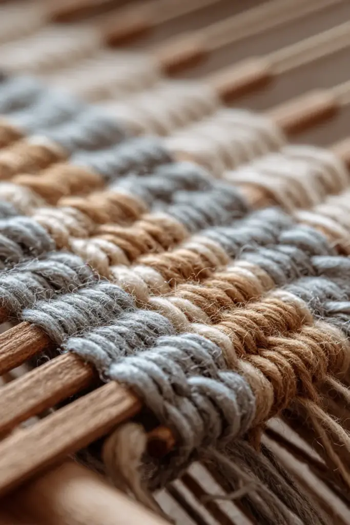 Cardboard Loom Weaving Close-Up