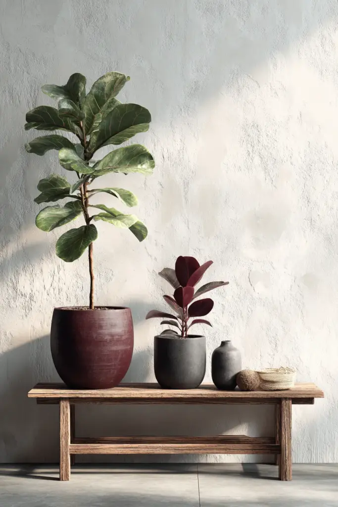 Fiddle Leaf Fig & Rubber Plant Styling