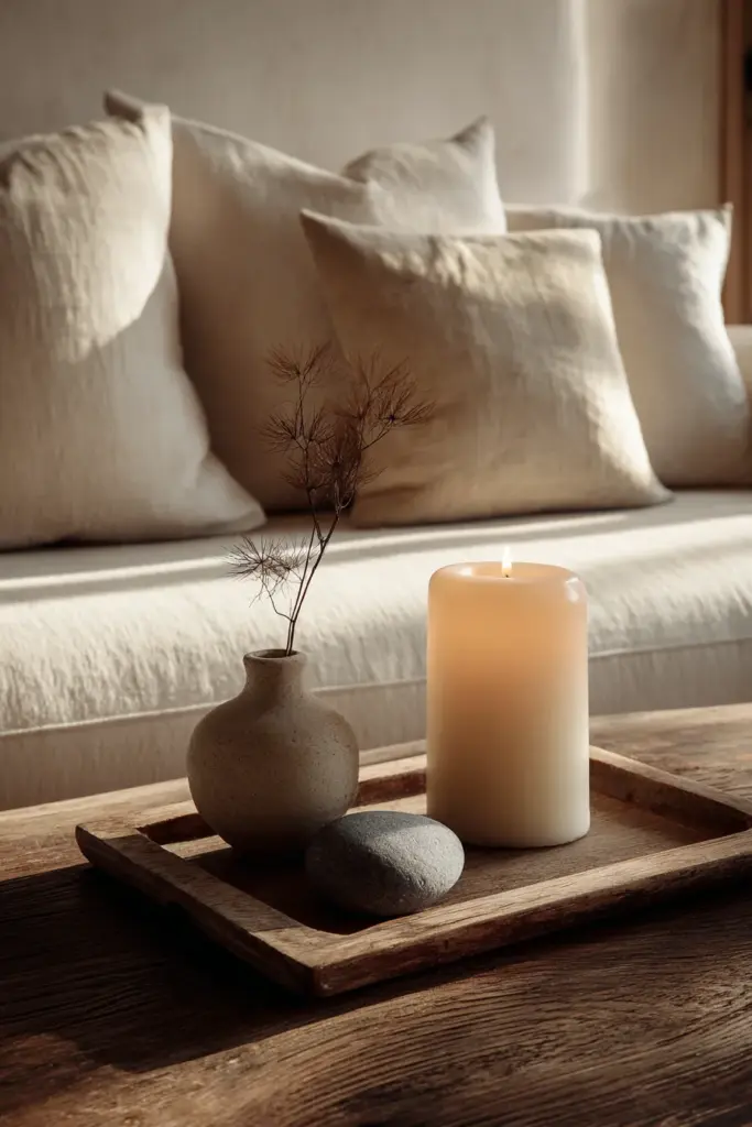 Japandi Living Room Candle Styling