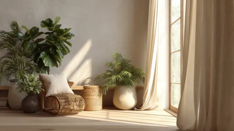 Japandi Living Room Plant Acoustic Corner