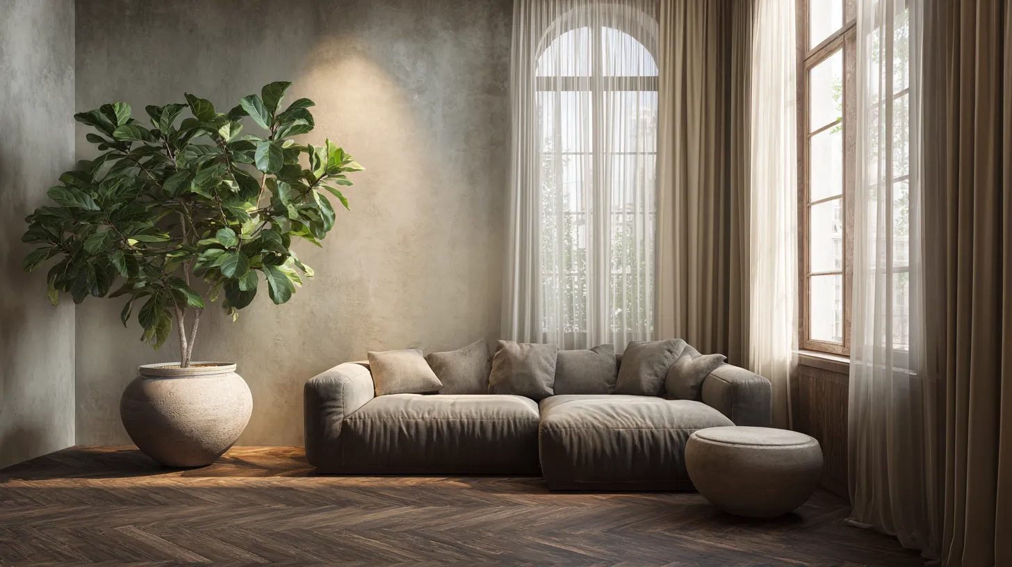 Japandi Living Room with Natural Light and Plants