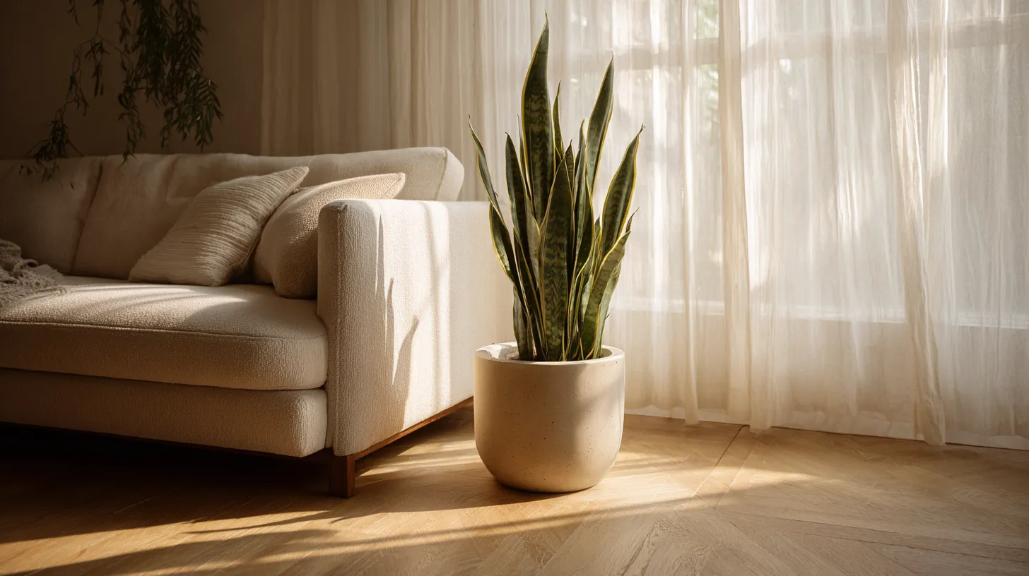 Japandi Living Room with Statement Plant