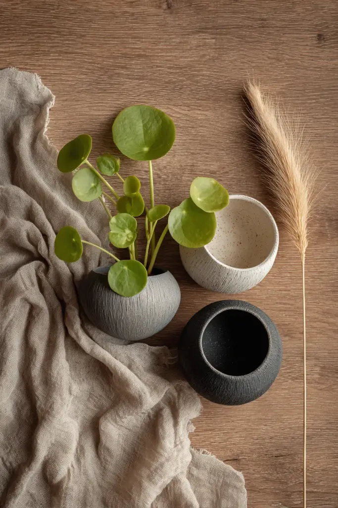 Japandi Plant Pot Styling Flatlay