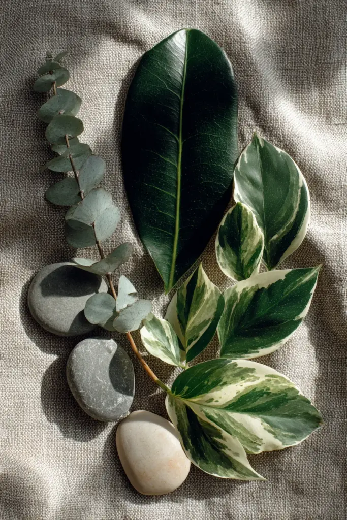 Japandi Plant Symbolism Color Flat Lay