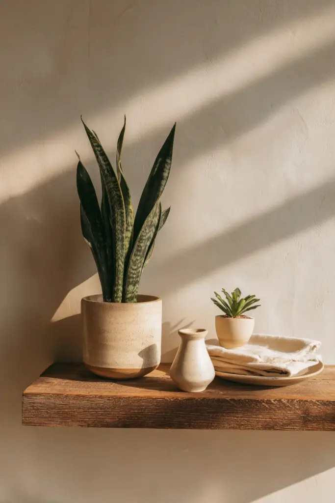 Japandi Plants and Shelf Styling