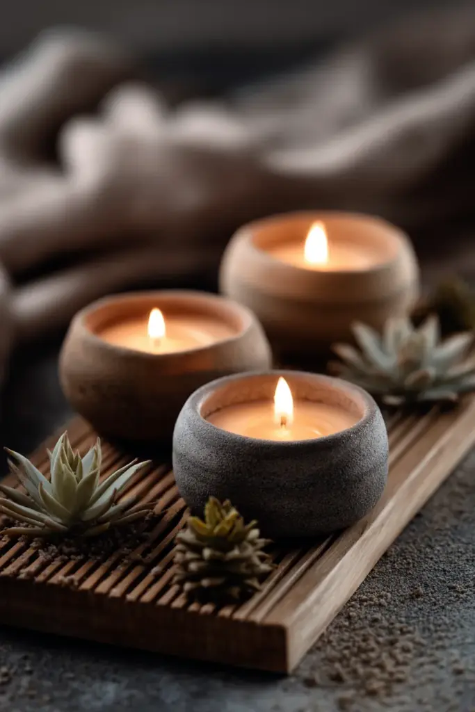 Japandi Tealight in Clay Holder