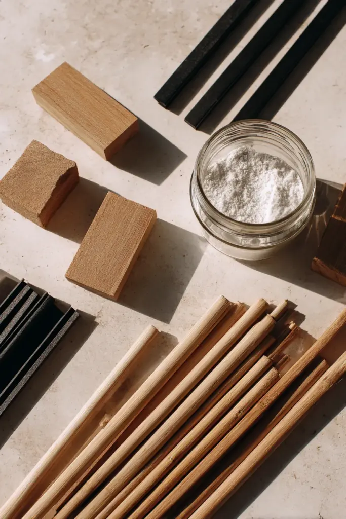 Natural Wood Materials Flat Lay