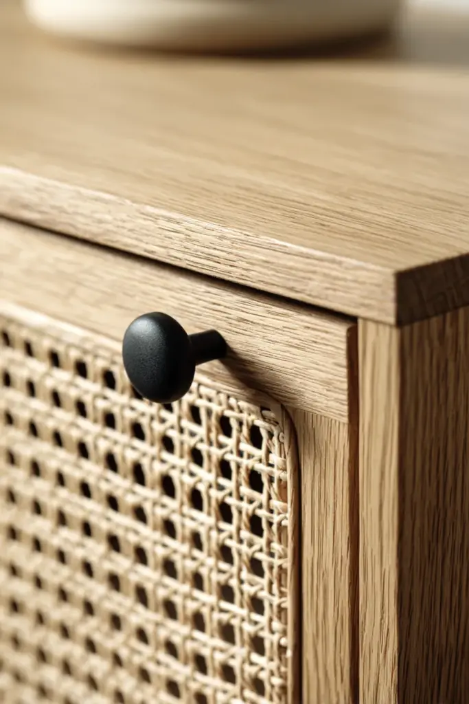 Natural Wood and Rattan Detail