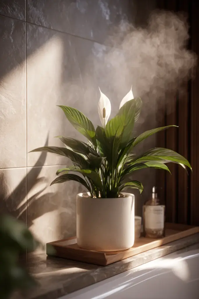 Peace Lily in Japandi Bathroom