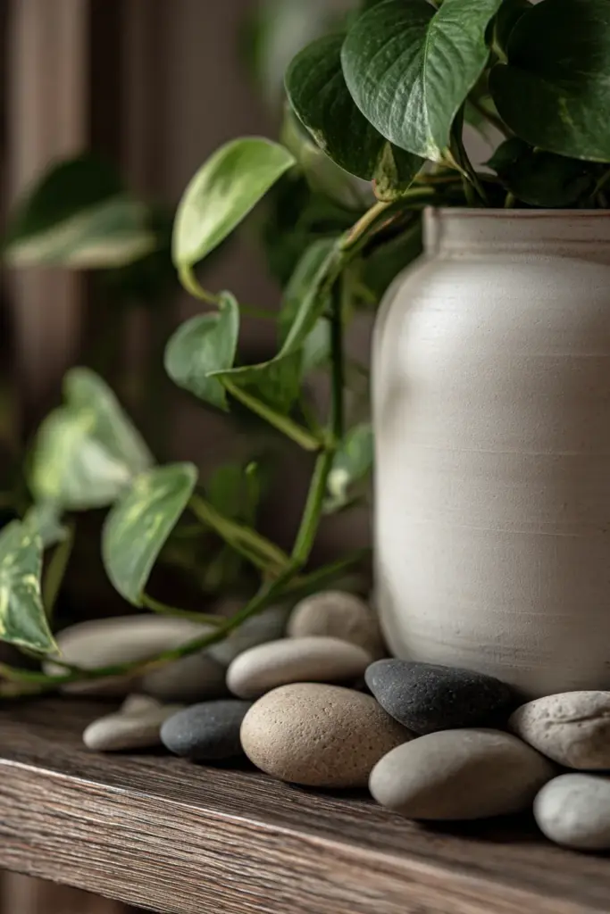 Pebble Top-Dressing on Pothos Pot