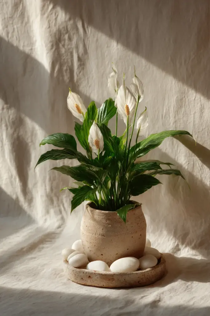 Pebble Tray & Peace Lily Styling