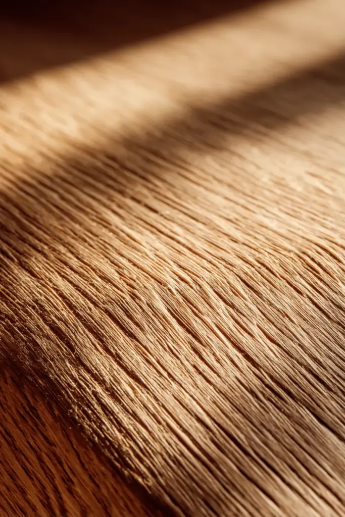 Raw Oak Wood Plank with Matte Oil Finish Close-Up