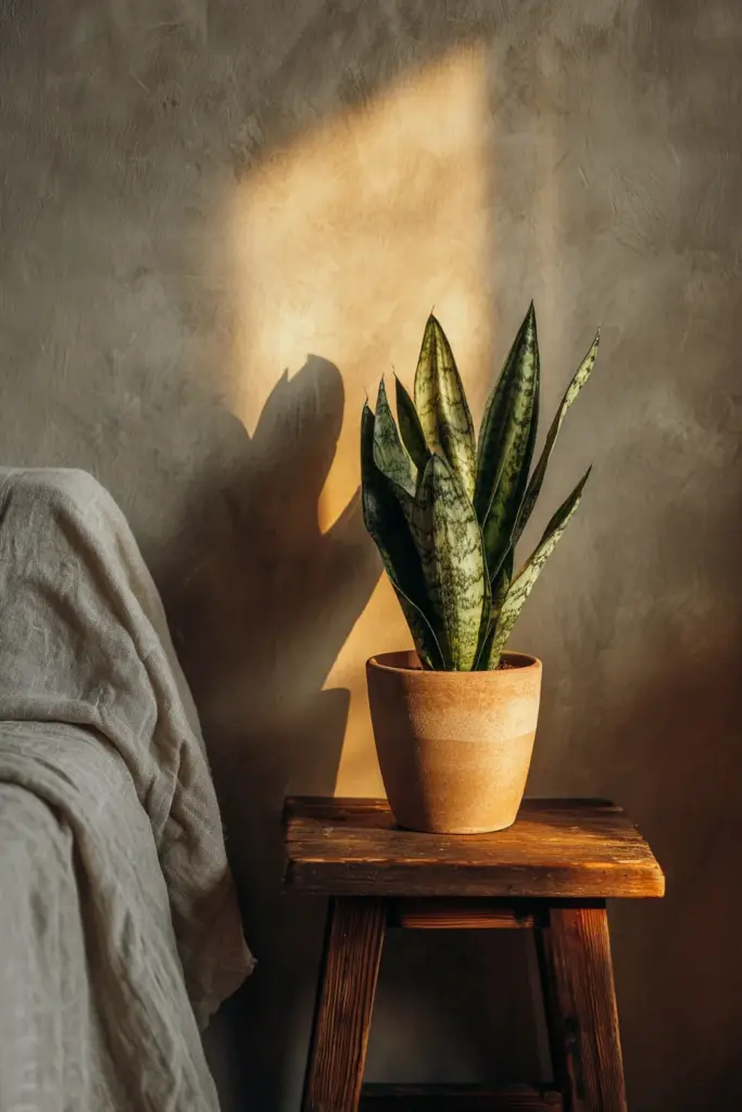 Snake Plant in Wabi-Sabi Corner Setting