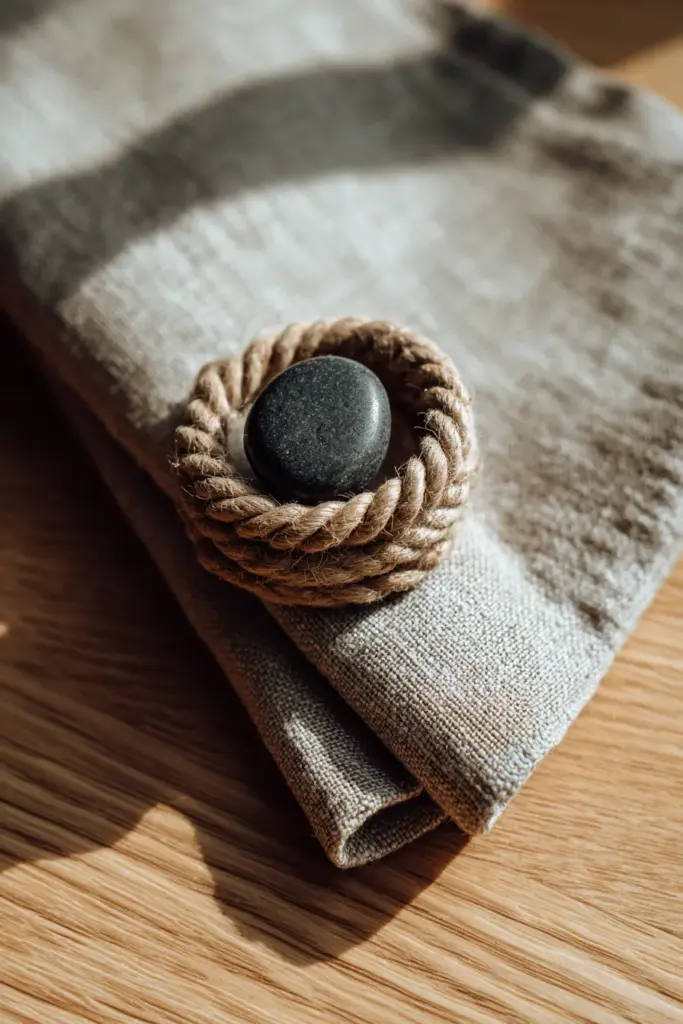 Stone-Embedded Napkin Ring Styled on Table