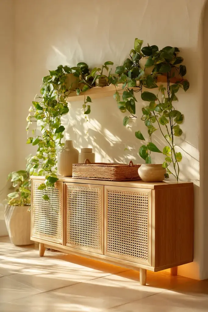 Styled Console with Plants