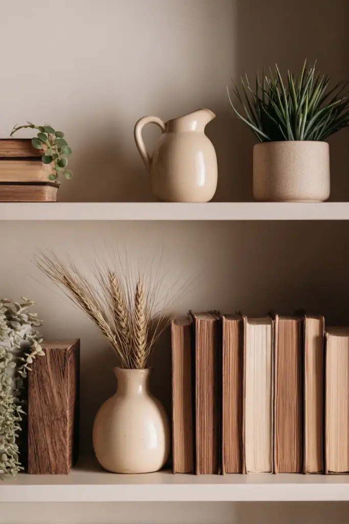 Styled Japandi Shelf with Bookends