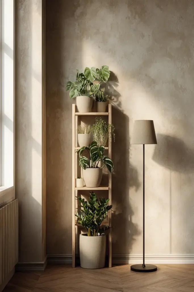 Vertical Plant Shelf Small Space Japandi