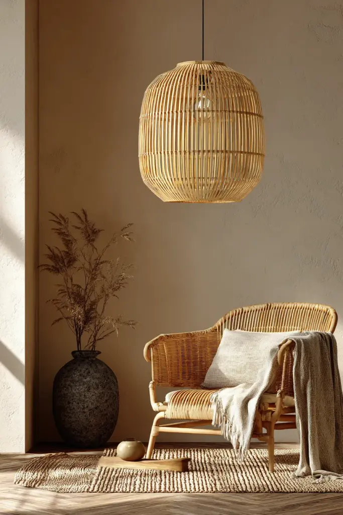 Bamboo Rattan and Stone Japandi Accents