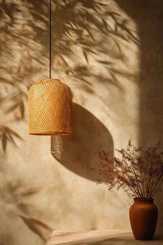 Bamboo and Washi Pendant Close-Up