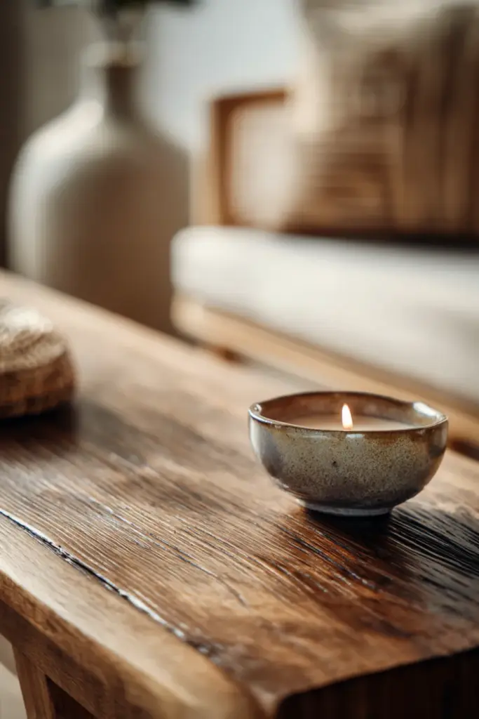 DIY Wabi-Sabi Upcycled Wood Table Detail