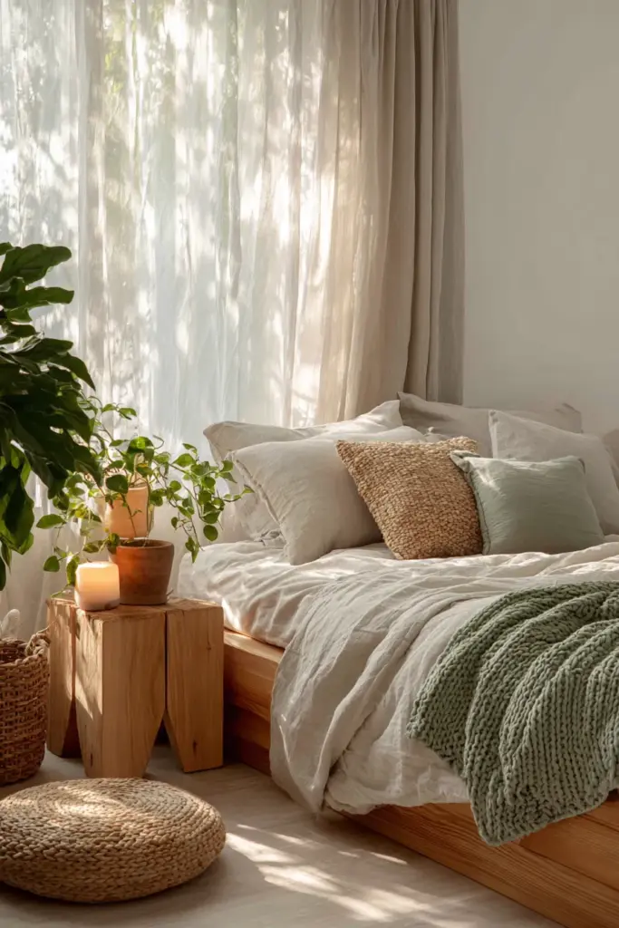 Japandi Bedroom — Linen Layers and Soft Morning Light
